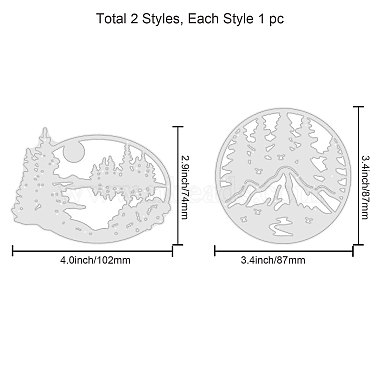 GLOBLELAND 2Pcs Tree & Mountain Pattern Carbon Steel Cutting Dies Stencils(DIY-DM0002-74)-2