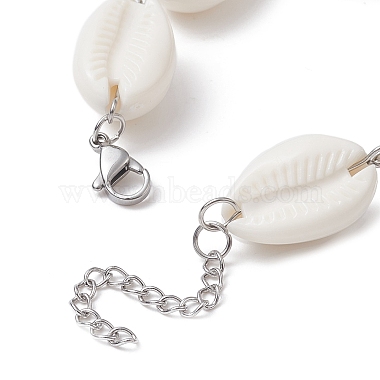 Acrylic Shell Bead Link Anklets for Women(BJEW-JB09370)-3