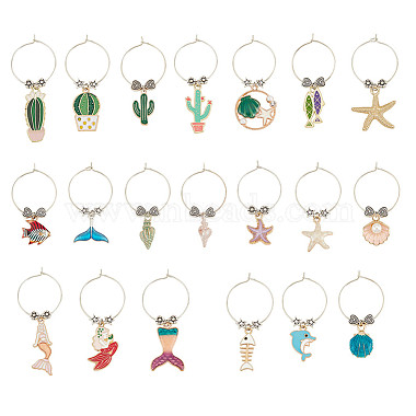 Mixed Color Alloy Wine Glass Charms