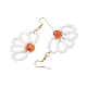 Flower Natural Carnelian & Glass Seed Beaded Dangle Earrings(EJEW-TA00510)-4