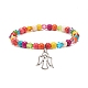 Synthetic Turquoise(Dyed) & Acrylic Beaded Stretch Bracelet with Alloy Charm for Women(BJEW-JB08627-05)-1