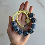 Glass & Resin Fruit Beaded Necklaces for Women, Blueberry, 15.75 inch(40cm)(WG91F17-01)