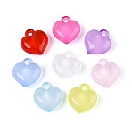 Transparent Acrylic Pendants, Heart Charms, Mixed Color, 16.5x15x7.5mm, Hole: 2.5mm(TACR-T028-80M)