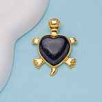 Synthetic Blue Goldstone Cabochons, Turtles, Heart, 39x30x8mm(PW-WG47E7C-06)