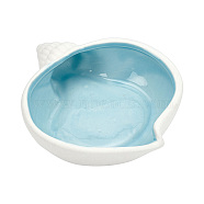 Porcelain Ashtray Decorations, Home Office Tabletop Decoration, Conch Shape, Light Blue, 115.5x143.5x35.5mm, Inner Diameter: 103.5x95mm(DJEW-WH0058-11A)