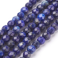 Natural Lapis Lazuli Beads Strands, Faceted Round, Midnight Blue, 4mm, Hole: 1mm, about 96pcs/strand, 15.7 inch(G-G059-4mm)