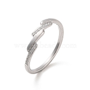 304 Stainless Steel Finger Ring, with Cubic Zirconia, Stainless Steel Color, Inner Diameter: 17.4mm(RJEW-C071-03P)