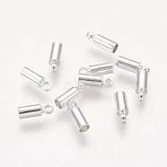 Brass Cord Ends, End Caps, Nickel Free, Silver Color Plated, 8x2.8mm, Hole: 1.5mm, 2mm inner diameter(KK-H731-S-NF)