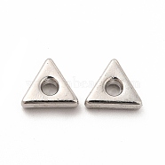 Alloy Beads, Long-Lasting Plated, Cadmium Free & Lead Free, Triangle, Platinum, 6x8x2.5mm, Hole: 1.8mm(PALLOY-E024-05P)