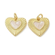 Rack Plating Brass Enamel Charms, with Jump Ring, Long-Lasting Plated, Lead Free & Cadmium Free, Heart Charms, Real 18K Gold Plated, Linen, 13.5x14.5x2mm, Hole: 3mm(KK-K392-34G-02)