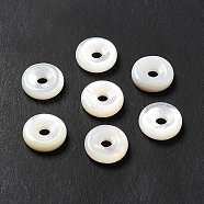 Natural White Shell Beads, Donut/Pi Disc, White, 10x2.5mm, Hole: 2mm(SHEL-G014-11B)
