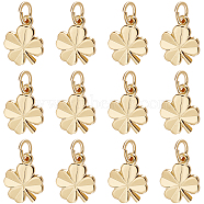 40Pcs Brass Charms, Clover, Cadmium Free & Nickel Free & Lead Free, Real 18K Gold Plated, 11x9x1mm, Hole: 3mm(KK-BBC0008-55)