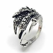 Adjustable Alloy Cuff Finger Rings, Eagle Claw, Size 8, Antique Silver, 18mm(RJEW-S038-017)