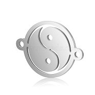Feng Shui Titanium Steel Links connectors, Flat Round with Yin Yang, Stainless Steel Color, 15.5x12x0.8mm, Hole: 1mm(STAS-T040-T533S)