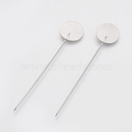 304 Stainless Steel Brooch Findings, Stainless Steel Color, 76.5x15mm, pin: 1mm(STAS-S079-01)