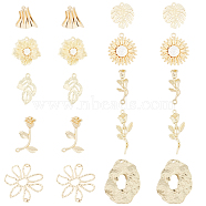 Alloy Pendants, Leaf & Flower, Light Gold, Pendants: 20pcs/box(PALLOY-CA0001-21LG)