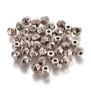 CCB Plastic Beads, Column, Platinum, 4x5mm, Hole: 1.6mm(CCB-L011-043P)
