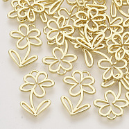 Rack Plating Alloy Open Back Bezel Pendants, For DIY UV Resin, Epoxy Resin, Pressed Flower Jewelry, Flower, Light Gold, 21x14x1.5mm, Hole: 1.6mm(X-PALLOY-N150-38)