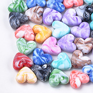 Acrylic Beads, Imitation Gemstone, Heart, Mixed Color, 14.5x16x7mm, Hole: 2.5mm, about 450pcs/500g(OACR-T009-15A)