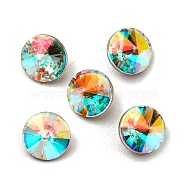 Glass Rhinestone Cabochons, Point Back & Back Plated, Faceted, Diamond, Crystal AB, 6x4mm(RGLA-M017-G01-001ST)