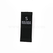 Polyester Clothing Size Labels(S), Woven Crafting Craft Labels, for Clothing Sewing, Black, 38x15x0.4mm, 500pcs/bag(FIND-WH0003-76C)