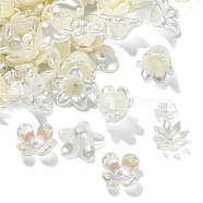 300Pcs ABS Plastic Imitation Pearl Flower Bead Caps, 5-Petal & 6-Petal, Light Yellow, 6.5~12.5x8~15x3~7mm, Hole: 1.5mm(KY-CJ0001-59)