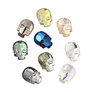 Glass Rhinestone Cabochons, Flat Back & Back Plated, Faceted Skull, Mixed Color, 10x7.5x2.5mm(GLAA-B012-63)