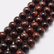 Natural Tiger Eye Bead Strands, Grade AB, Round, Dyed & Heated, 8mm, Hole: 1.2mm, about 49pcs/strand, 15.5 inch(G-P230-14-8mm)