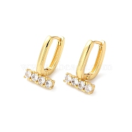 Clear Cubic Zirconia Rectangle Bar Hoop Earrings, Rack Plating Brass Jewelry for Women, Lead Free & Cadmium Free, Real 18K Gold Plated, 16x10.5x10.5mm, Pin: 1mm(KK-O142-09G)