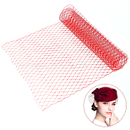 1M Polyester Mesh Fabric, for DIY Bride Veils Hats Fascinators, Crimson, 28cm(AJEW-GA0006-88A)