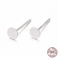 925 Sterling Silver Stud Earring Findings, with 925 Stamp, Silver, 11.3x4mm, Pin: 0.8mm(X-STER-T002-200S)
