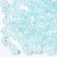 Transparent Crackle Acrylic Beads, Round, Sky Blue, 8x7mm, Hole: 1.8~2mm, about 1745pcs/500g(MACR-S373-66-N07)