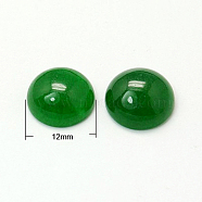 Natural White Jade Cabochons, Dyed,  Half Round, Green, 12x5mm(G-C108-12mm-7)