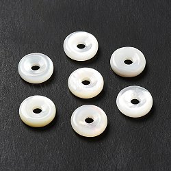 Natural White Shell Beads, Donut/Pi Disc, White, 10x2.5mm, Hole: 2mm(SHEL-G014-11B)