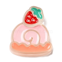 Translucent Resin Imitation Food Decoden Cabochons, with Enamel, Strawberry Cake Roll, Food, 25x21.5x6mm(RESI-H147-01M)