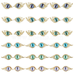 36Pcs 12 Styles Evil Eye Alloy Cabochons, with Resin, Nail Art Decoration Accessories, Golden, Mixed Color, 8.5x17x3.5mm, 3pcs/style, 6styles; 11x17.5x3.5mm,3pcs/style, 6styles(MRMJ-HY0002-41)