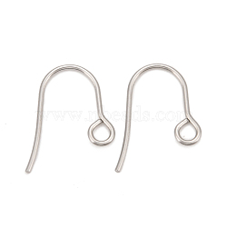 316 Surgical Stainless Steel Earring Hooks, Ear Wire, with Horizontal Loop, Stainless Steel Color, 15x12x0.7mm, Hole: 2mm(X-STAS-A056-11P)