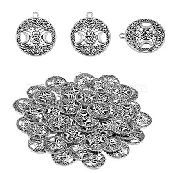 60Pcs Life of Tree Moon Charm Pendant Triple Moon Goddess Pendant Ancient Bronze for Jewelry Necklace Earring Making crafts, Antique Silver, 34mm, Hole: 3.5mm(JX339B)