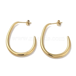 304 Stainless Steel Stud Earrings, Half Hoop Earrings for Women, Real 18K Gold Plated, 35.5x3mm(EJEW-I303-02G)