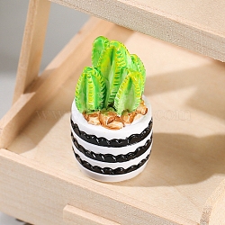 Dollhouse Accessories, Simulation Mini Resin Cactus Vase Model, Lime Green, 32x17mm(PW-WG75923-02)