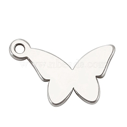 Non-Tarnish 304 Stainless Steel Charms, Butterfly, Stainless Steel Color, 7.9x9.9mm(PW-WG91272-01)