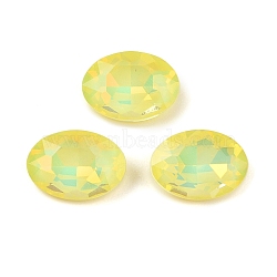 Glass Cabochons, Faceted, Oval, Yellow, 14x10x5mm, 36pcs/set(GLAA-N0028-06E)