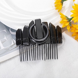 Wrapped Natural Obsidian Hair Combs for Women, Witch Wiccan Black Moon Bridal Crown Hair Accessories, 80x70x10mm(PW-WG92705-03)