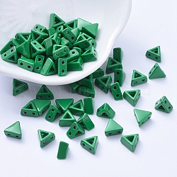 Spray Painted Alloy Multi-Strand Links, For Tile Elastic Bracelets Making, Triangle, Green, 7x6.3x3.5mm, Hole: 0.8mm(PALLOY-G268-A-035)