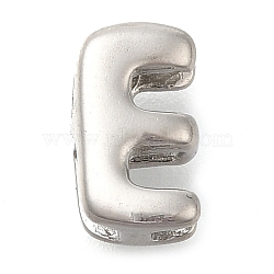 304 Stainless Steel Slide Charms, Stainless Steel Color, Letter E, 8.5x5.5x4mm, Hole: 3.5x1.5mm(STAS-B075-37P-E)