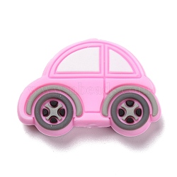 Silicone Focal Beads, Car, Pearl Pink, 21.5x32x8mm, Hole: 2.5mm(SIL-A002-06E)