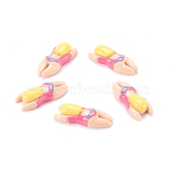 Resin Cabochons, Swimming Girl, Yellow, 29x11x7mm(CRES-M007-01E)