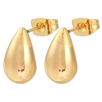 201 Stainless Steel Teardrop Stud Earrings, with 304 Stainless Steel Pin, Golden, 13x7.5mm