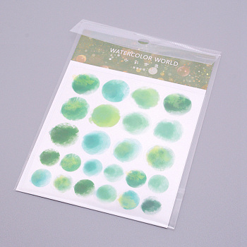 Waterproof PVC Creative Sticker, Water Color Polka Dot Pattern, Green, 16x10x0.5cm, 2pcs/bag