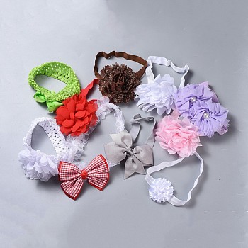 Elastic Polyester Baby Headbands for Girls, Hair Accessories, Bowknot, Mixed Color, 75~115mm